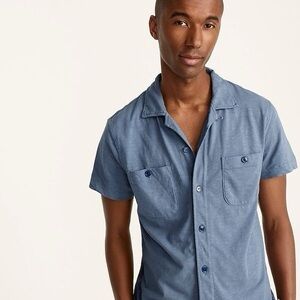J. Crew Garment Dyed Knit Goods Blue Men's Short Sleeve Shirt L